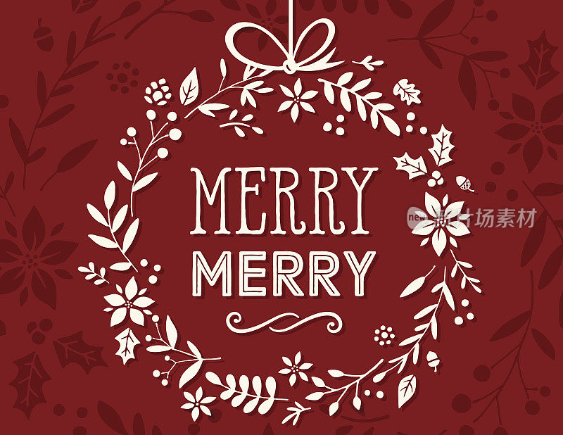 复古圣诞卡- Merry Merry